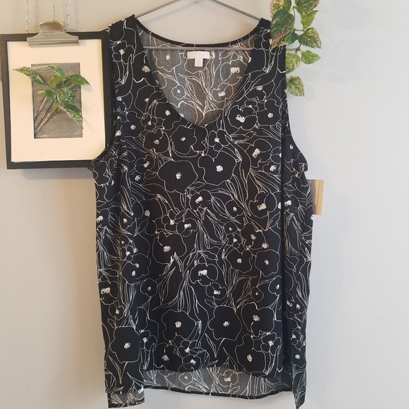 14th & Union Floral V Neck Sleeveless Tank XL NWT - Picture 3 of 5